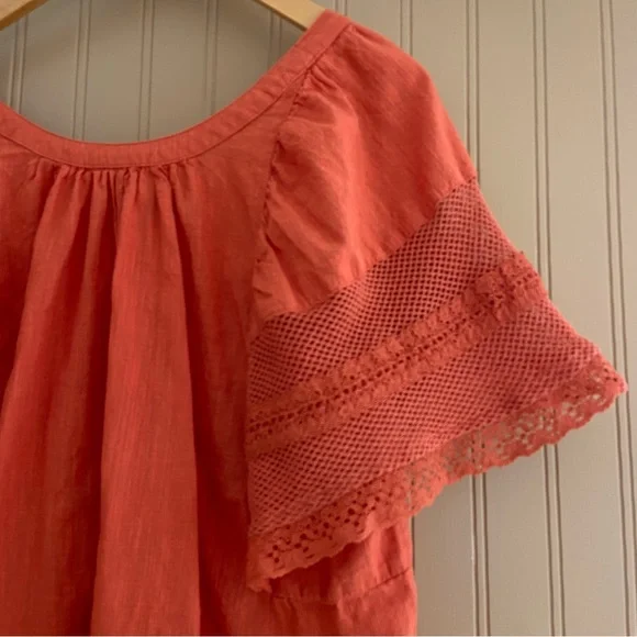 Old Navy 100% Cotton Women's Crochet Flutter-Sleeve Swing Top Women’s M Tall - Picture 2 of 5